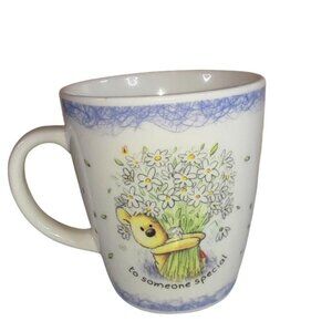 Gund mug "to someone special" Gotta Getta Gund bear holding a huge bouquet 2004